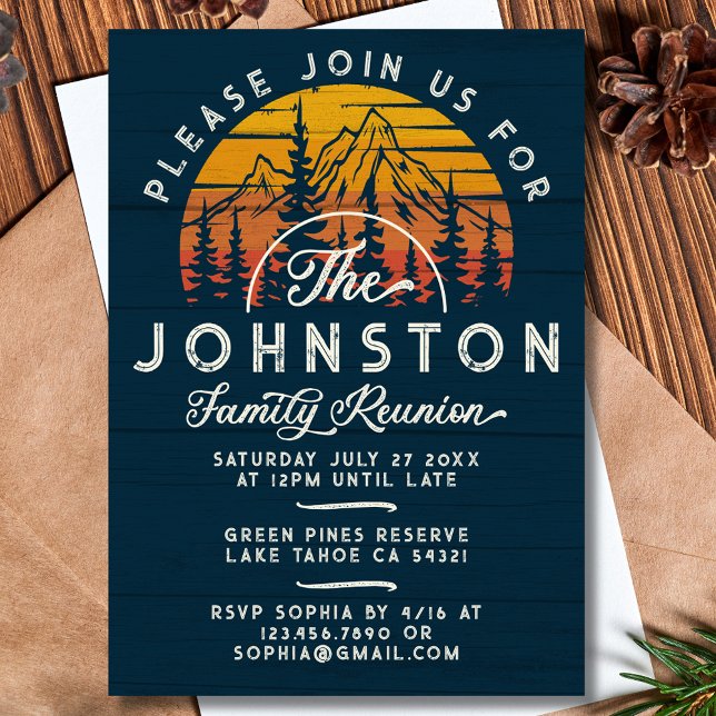 Invitación Árbol de atardecer retro de la reunión de familia  (Subido por el creador)