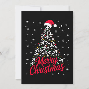 Invitación Árbol de Avión de Feliz Navidad Sombrero de Santa