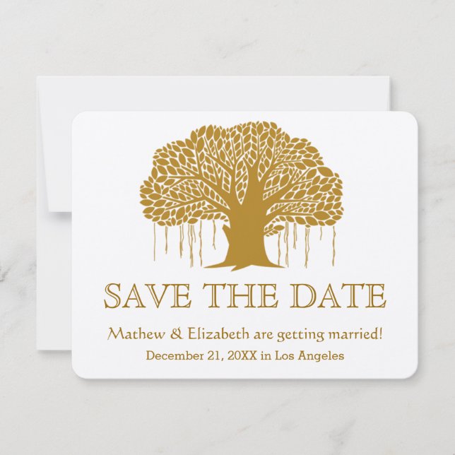 Invitación Árbol de Banyan Rústico Ahorra la Fecha de Boda al (Anverso)