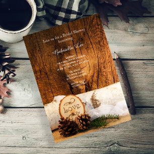 Invitación Árbol de Birch Rústico y ducha de novia de madera