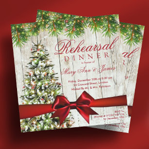 Invitación Árbol de cena, luces y cinta de opciones de ensayo