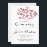 Invitación Árbol de cerezo Quinceañera dulce 16<br><div class="desc">Pétalos rosa Ombre de árbol de flores de cerezo</div>