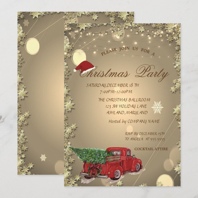 Invitación Árbol de ciruelas rojas, Fiesta de Navidades de Sa (Anverso / Reverso)