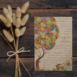Invitación Árbol de colores florales de tracción forestal rús