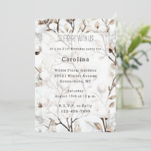 Invitación Árbol de cumpleaños romántico y bonito con flores 