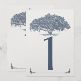 Invitación Árbol de encino moscoso en número de tabla Boda az