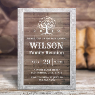 Invitación Árbol de familia de marco de madera rústica de Reu