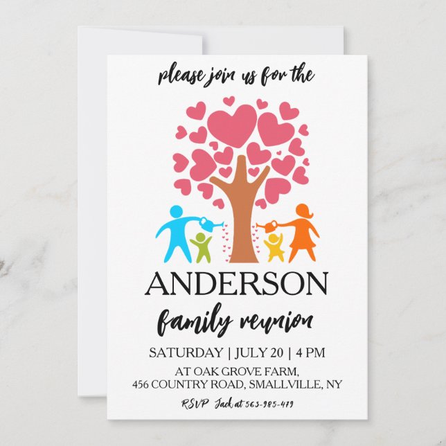 Invitación árbol de familia juntar reunión familiar (Anverso)