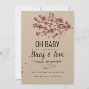 Invitación Árbol de flor de cerezo en sombra rosa Baby Shower