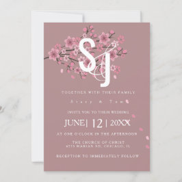 Invitación Árbol de Flor de Cerezo Ombré Pétalos Boda