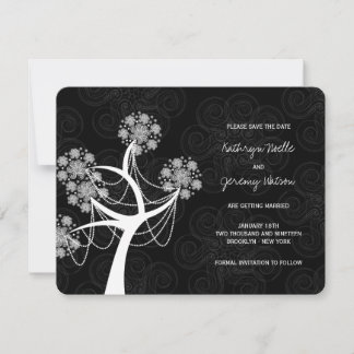 Invitación Árbol de Flor de Nieve Boda de Invierno Salvar la 