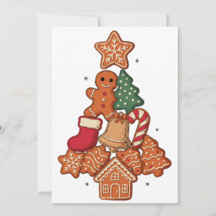 Invitación Árbol de galletas de jengibre de Navidad Estrella