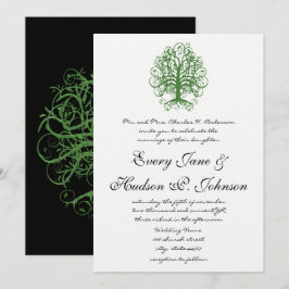 Invitación Árbol de girasol verde dorado raíces de amor Boda 
