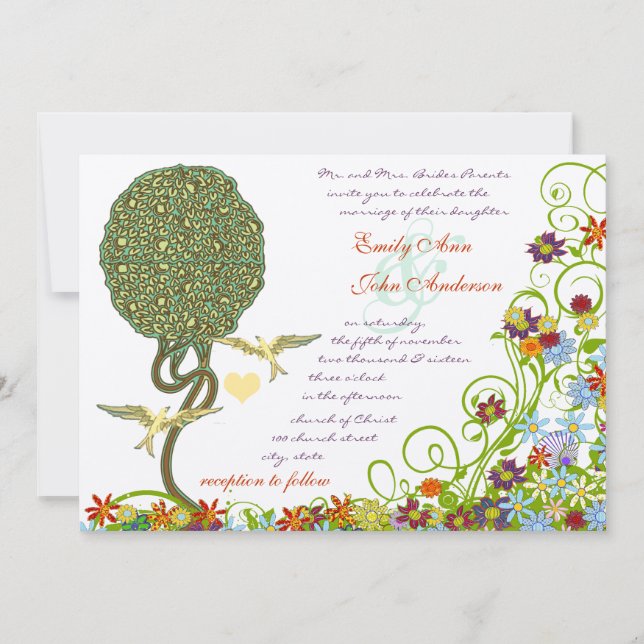 Invitación Árbol de hadas de hadas floridas encantado (Anverso)