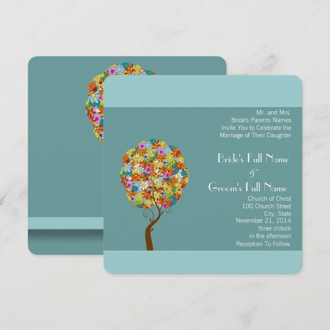 Invitación Árbol de hadas de hadas floridas encantado (Anverso / Reverso)