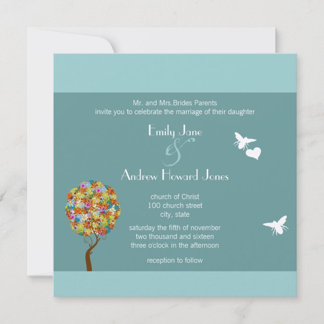 Invitación Árbol de hadas de hadas floridas encantado (Anverso)