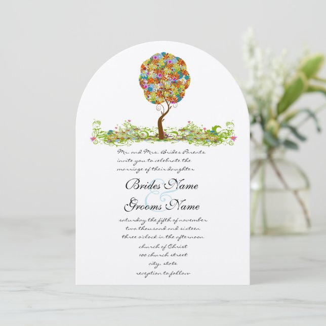 Invitación Árbol de hadas de hadas floridas encantado (Anverso de pie)