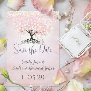 Invitación Árbol de hoja de corazón rosa simplemente Boda de 