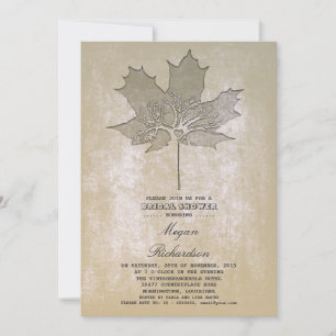 Invitación Árbol de hoja vintage ducha romántica de novia