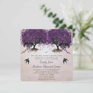 Invitación Árbol de hojas cardíacas purpúrpura simplemente de
