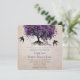 Invitación Árbol de hojas de corazón romántico púrpura simple (Anverso de pie)