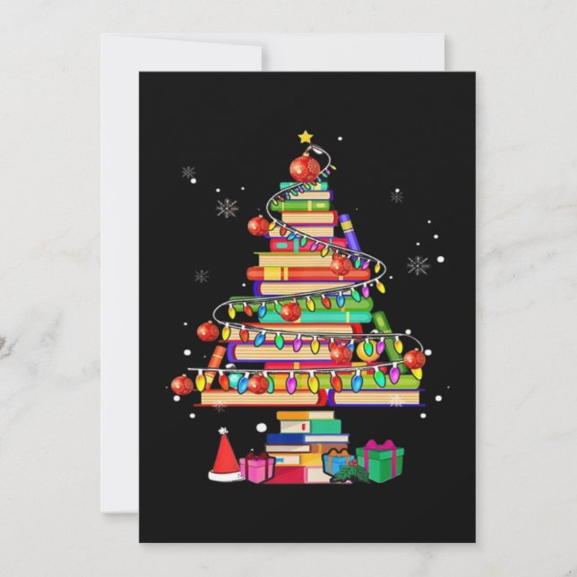 Invitación Árbol de la Biblioteca Feliz Navidad (Anverso)