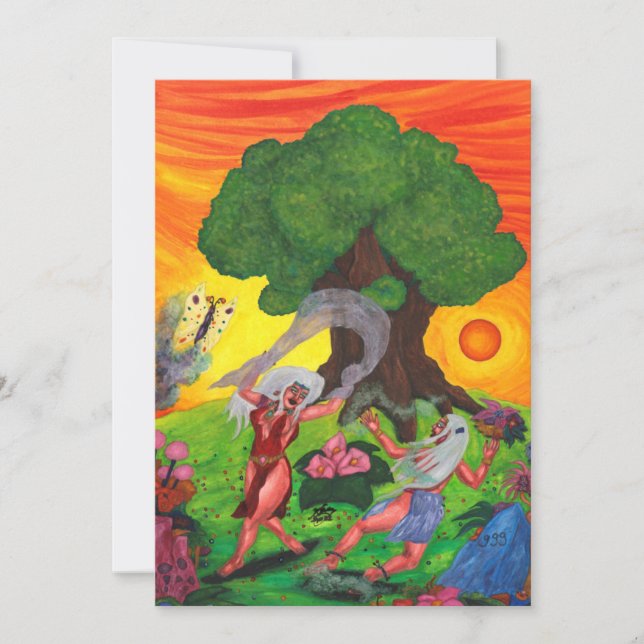 Invitación Árbol de la vida acuarela danza alegría amor arte (Anverso)