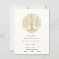 Árbol de la Vida Crema Dorado RSVP Boda Celta