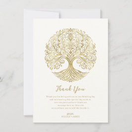 Invitación Árbol de la Vida Crema y Oro Celta Gracias