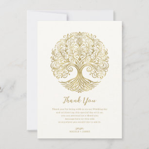 Invitación Árbol de la Vida Crema y Oro Celta Gracias