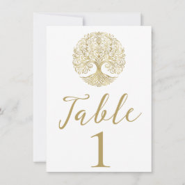 Invitación Árbol de la Vida Crema y Raíces Celta Doradas Boda