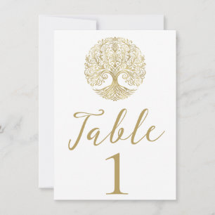 Invitación Árbol de la Vida Crema y Raíces Celta Doradas Boda