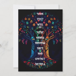 Invitación Árbol de la vida en color de mosaico de vidrio man