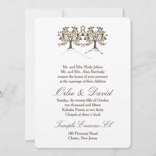 Invitación Árbol de la Vida + Estrella de David (Anverso)