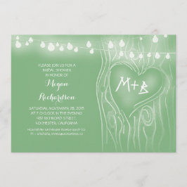 Invitación árbol de luces verdes de menta ducha romántica de 