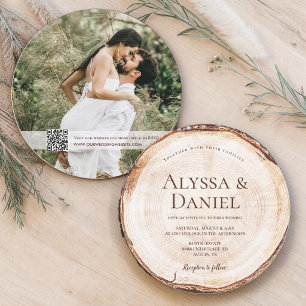 Invitación Árbol de madera con foto RSVP Boda rústica única