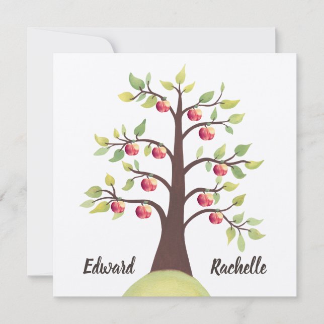 Invitación Árbol de manzanas Boda de compromiso de otoño de p (Anverso)