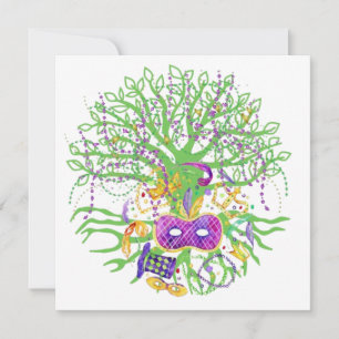 Invitación árbol de Mardi gras