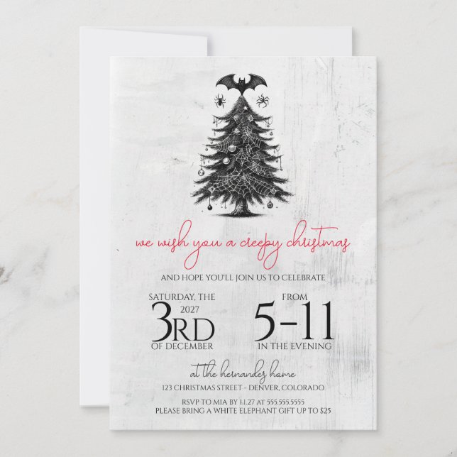 Invitación Árbol de murciélagos festivos (Anverso)