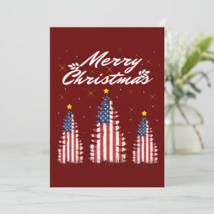 Invitación Árbol de Navidad Bandera Americana 