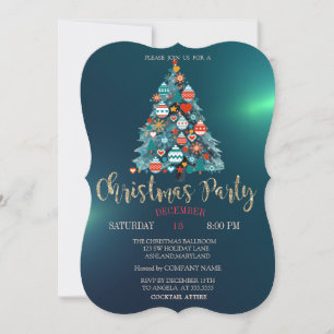 Invitación Árbol de Navidad, Bolas Coloridas Compañía de Navi