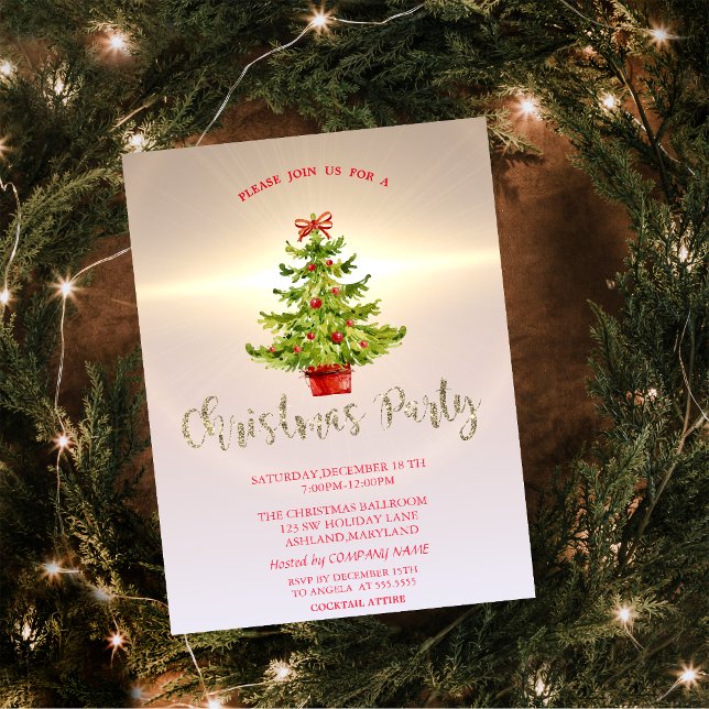 Invitación Árbol de Navidad, Brillante  Fiesta de Navidad de  (Subido por el creador)