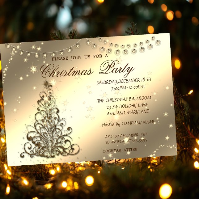 Invitación Árbol de Navidad, brillante, Fiesta de Navidades c (Subido por el creador)
