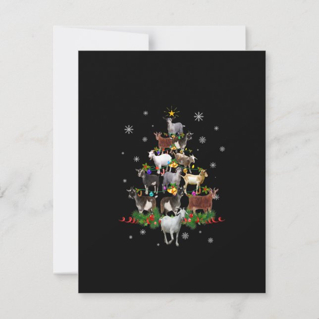 Invitación Árbol de Navidad Cabra Nieve Cabra Navidad (Anverso)