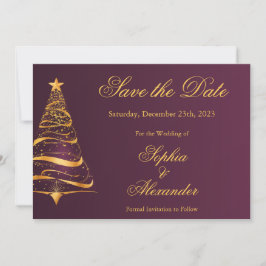 Invitación Árbol de Navidad Chic y Elegante para Boda Save th