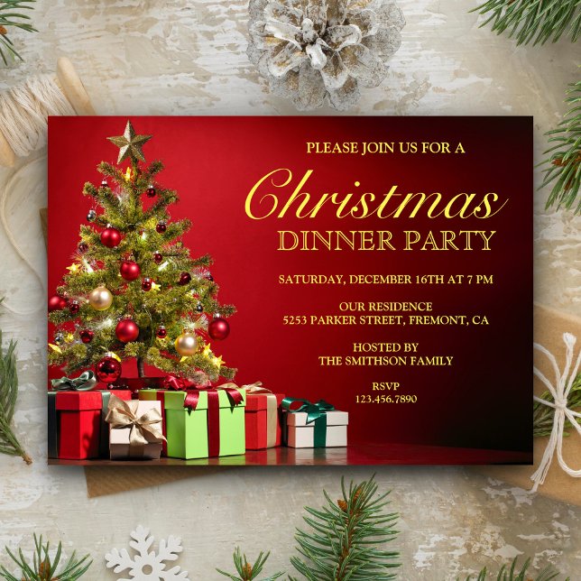 Invitación Árbol de Navidad Clásico | Cena de Fiesta Navideña (Subido por el creador)