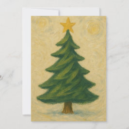 Invitación Árbol de Navidad clásico con estilo de pintura de 