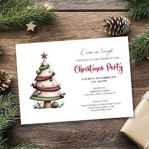 Invitación Árbol de Navidad con acuarela caprichosa invitació