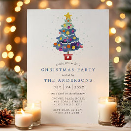 Invitación Árbol de Navidad con Acuarela Moderna Fiesta Navid