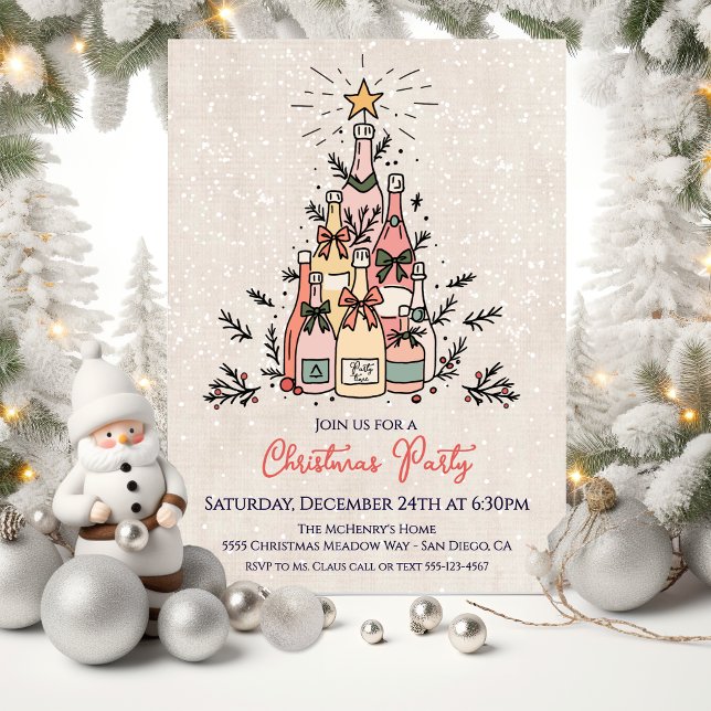 Invitación Árbol de Navidad con botellas de vino para fiesta  (Subido por el creador)